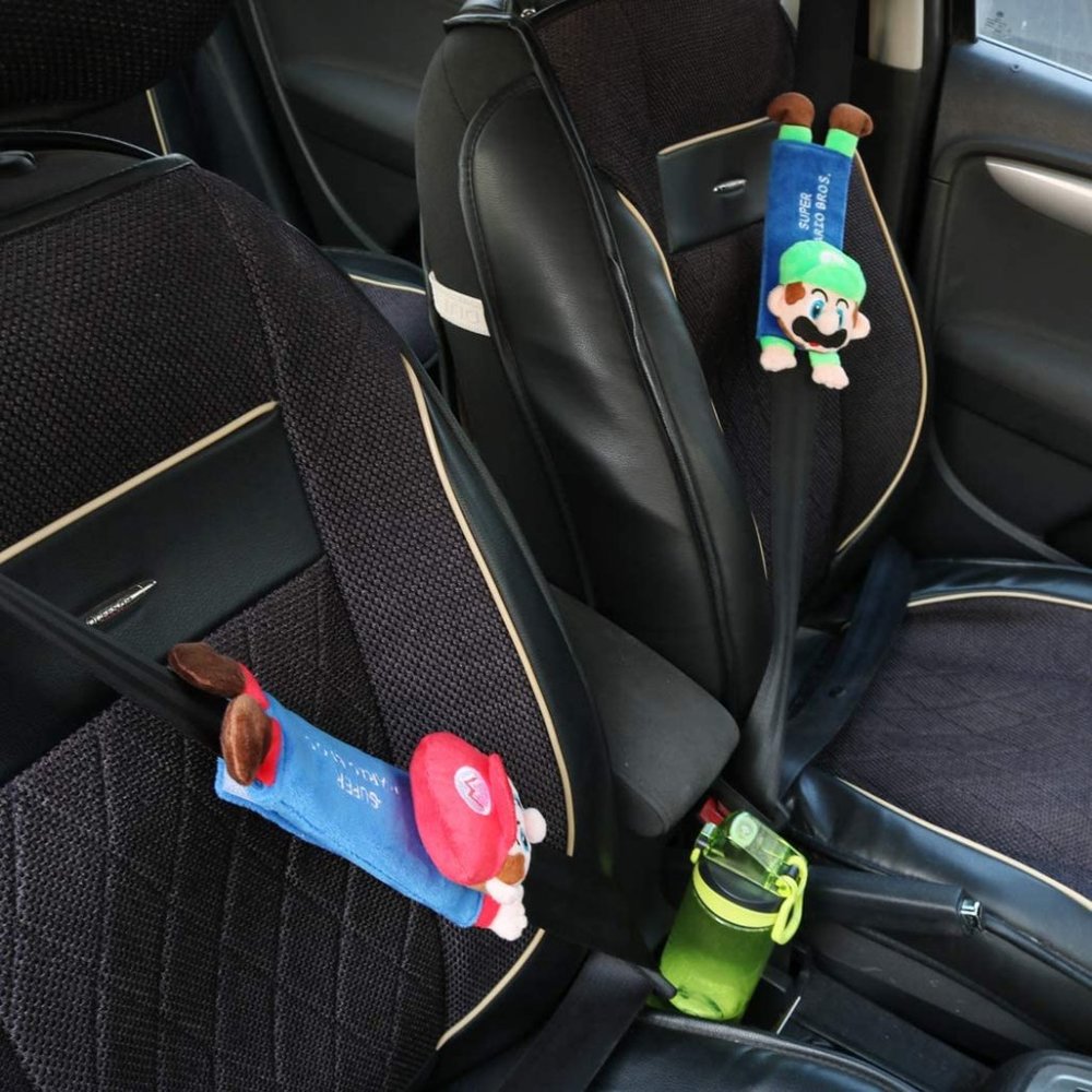 Mario Luigi Plush Car Seatbelt Shoulder Pad, Seat Belt Covers Cushion 2pcs - Picture 2 of 6